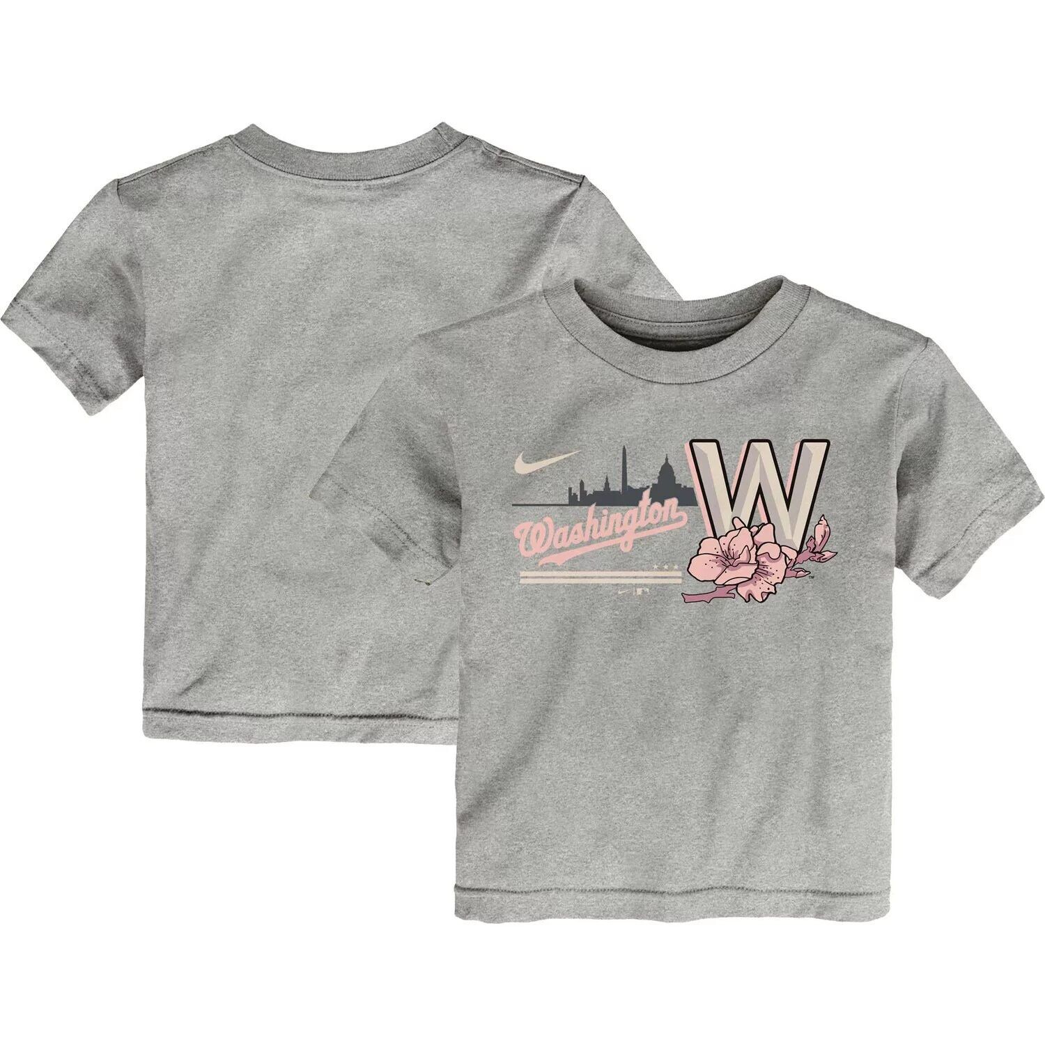 

Футболка с графическим рисунком Nike Heather Grey Washington Nationals City Connect для малышей Nike