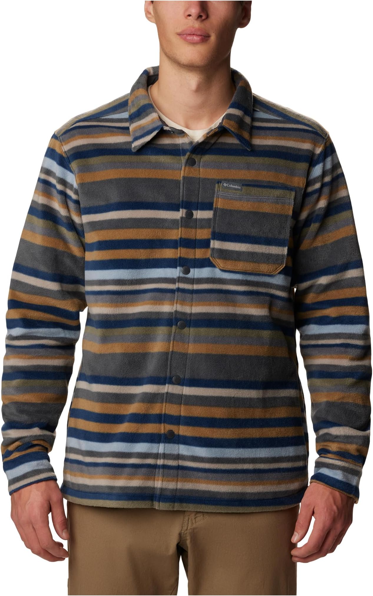 Куртка Steens Mountain Printed Shirt Jacket Columbia, цвет Shark Surfcrest Stripe Print