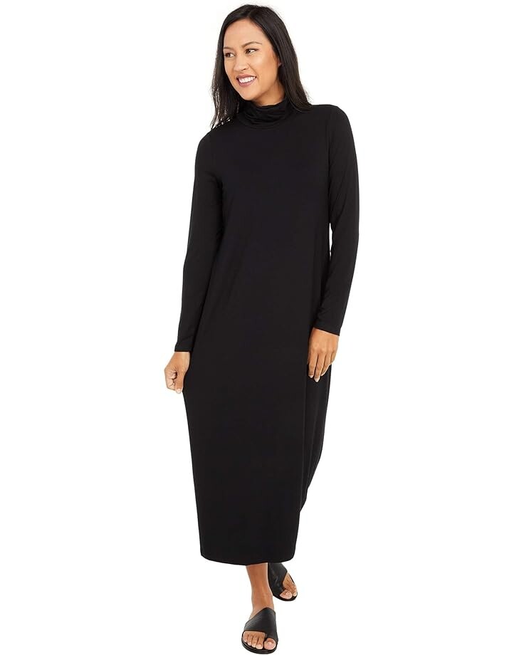 Платье Eileen Fisher Scrunch Neck Dress, черный