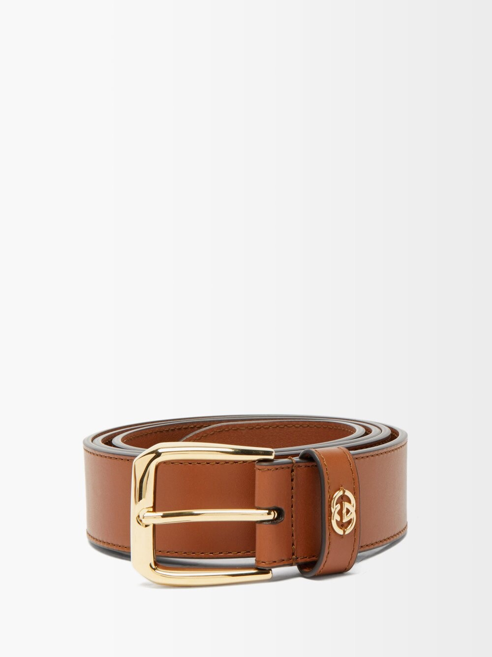 

Кожаный ремень с бляшкой gg Gucci, коричневый