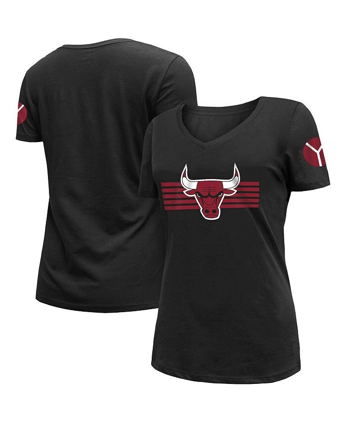 

Женская черная футболка Chicago Bulls 2022/23 City Edition с v-образным вырезом New Era, черный