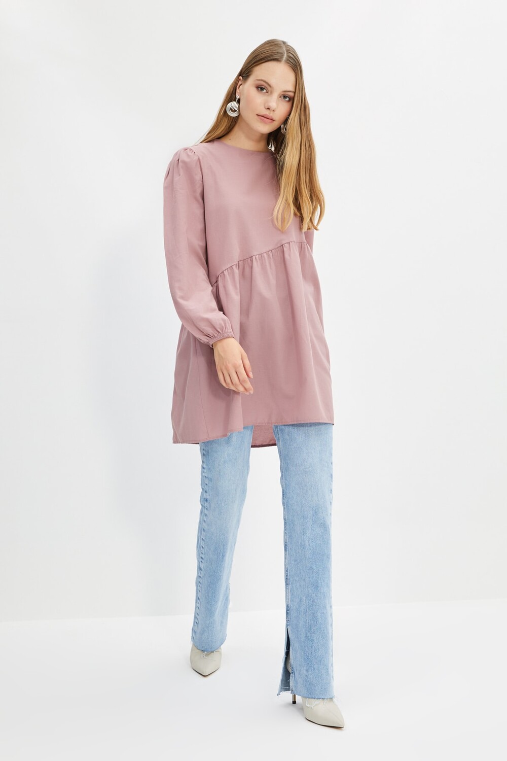 

Туника - Розовый - Классический крой Trendyol Modest, розовый