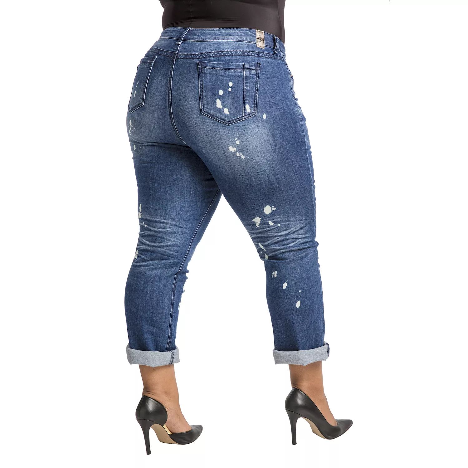 Женские джинсы-бойфренды с пышным кроем Poetic Justice больших размеров с отбеливающими пятнами Poetic Justice