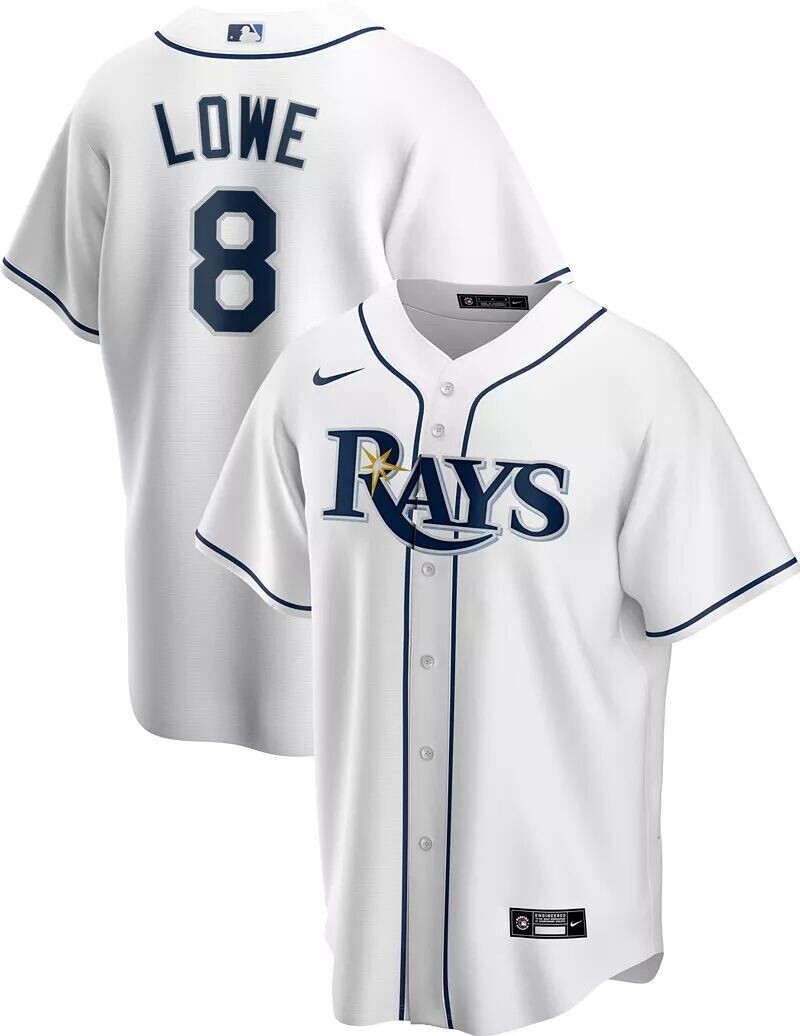 

Мужская реплика Nike Tampa Bay Rays Brandon Lowe #8 Cool Base белого цвета