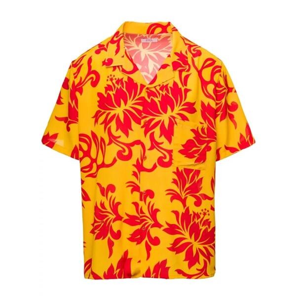 

Футболка bowling shirt with tropical flowers print i Erl, оранжевый