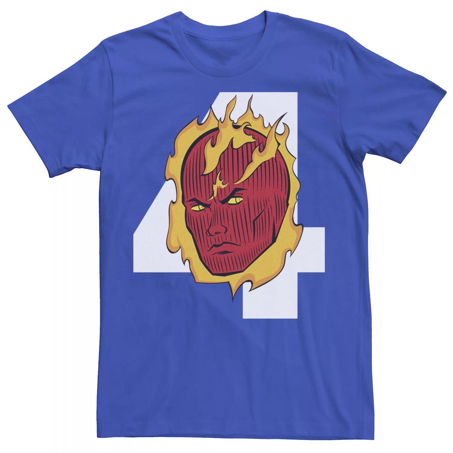 Мужская футболка с логотипом Fantastic Four Human Torch Big Face 4 Marvel