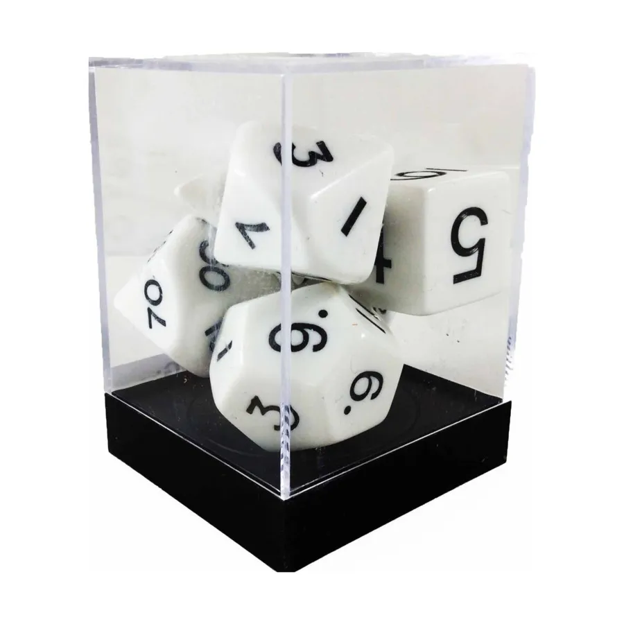 

Поликомплект белый с кубиком (7), Dice - 25mm Jumbo Opaque Sets (Koplow)