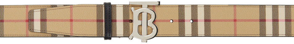 

Бежевый ремень в клетку Burberry, цвет Archive beige
