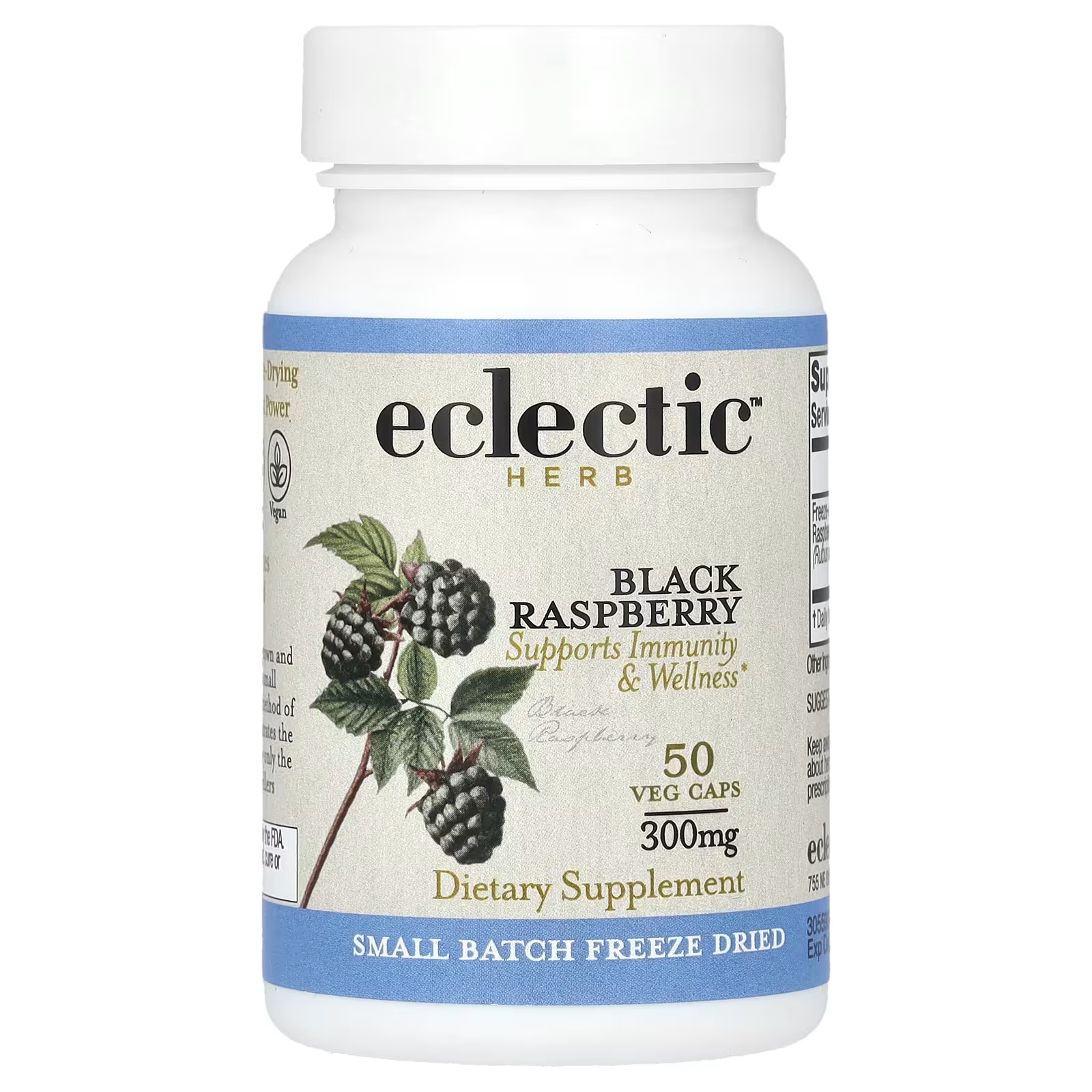 Eclectic Institute сублимированная черная малина, 300 мг, 50 растительных капсул eclectic institute необработанная свежая сублимированная ежевикообразная малина 90 г 3 2 унции