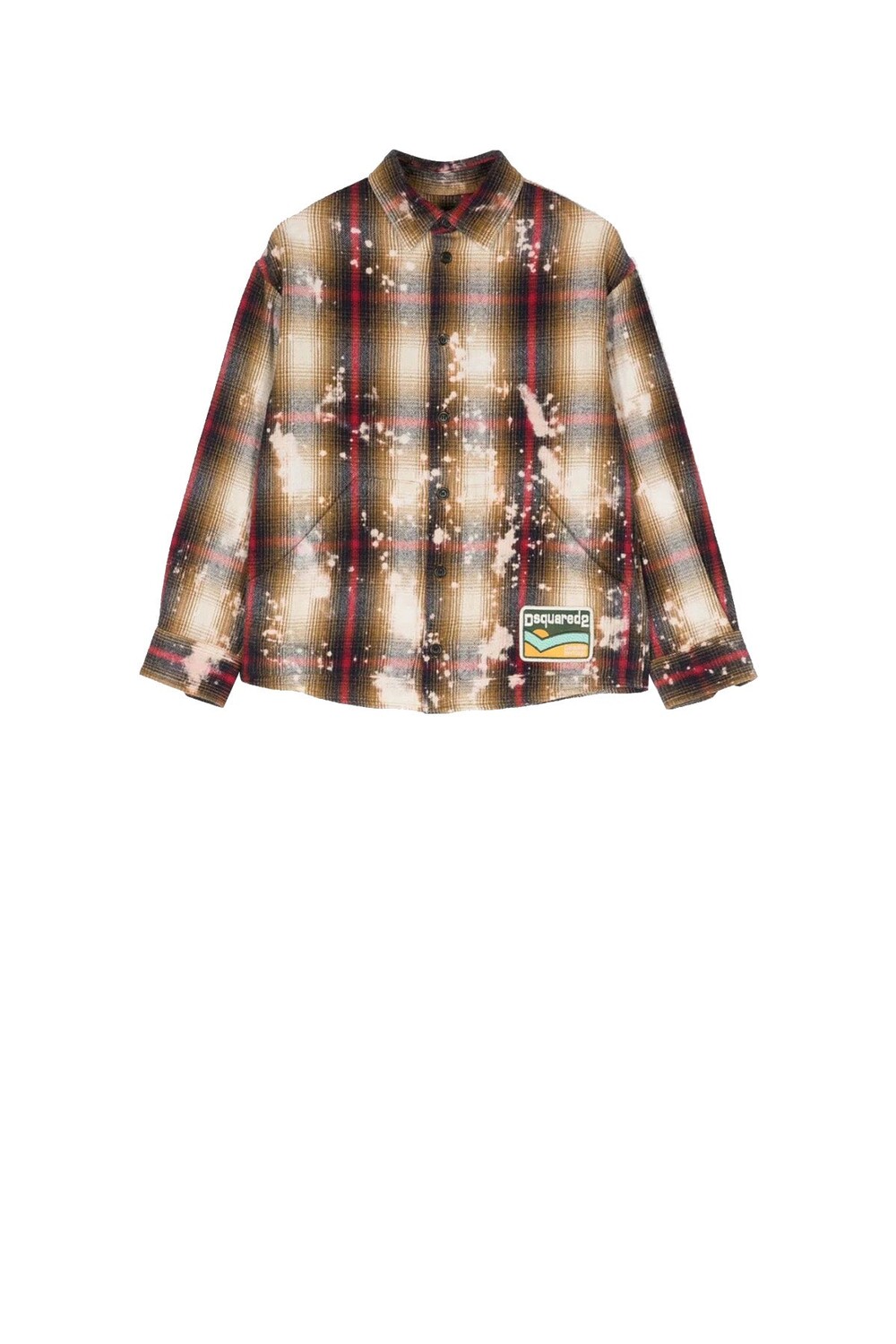 

Отбеленная рубашка в клетку с нашивкой-логотипом brown child Dsquared