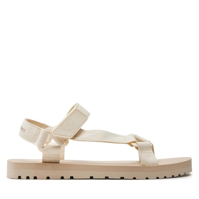 Сандалии Calvin Klein Jeans Sandal Velcro Rp In Btw YM0YM00944 Creamy White/Eggshell 0GI, экрю кошелек calvin klein must wallet block темный экрю каменно бежевый средний серо коричневый