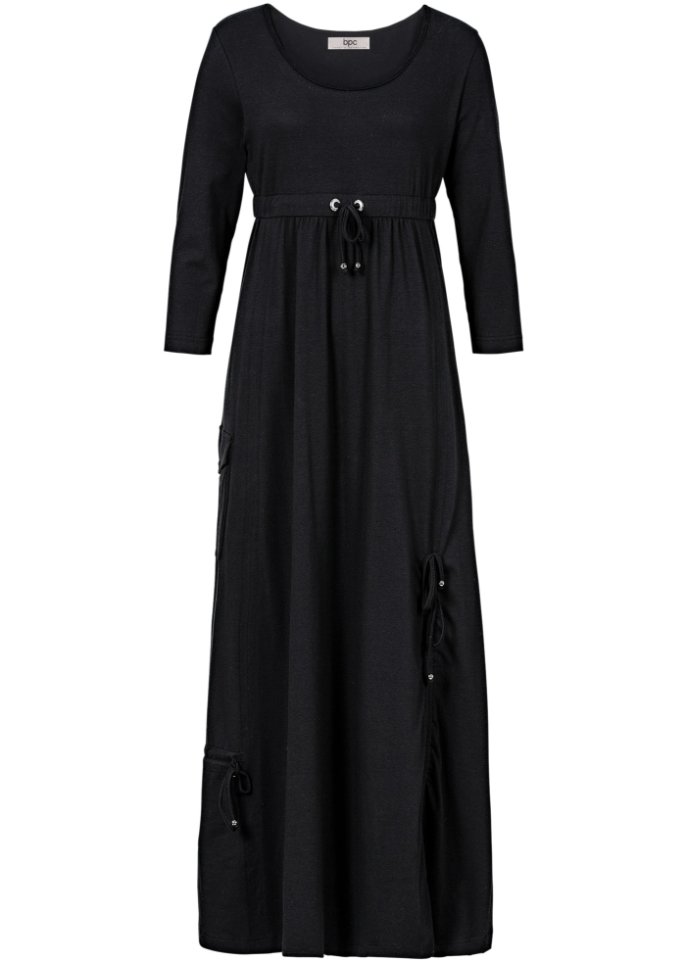 Платье-рубашка с рукавами 3/4 Bpc Bonprix Collection, черный платье рубашка миди с рукавами 3 4 bpc bonprix collection черный
