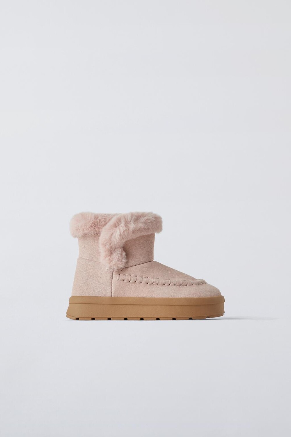 Кожаные ботинки с подкладкой ZARA, розовый