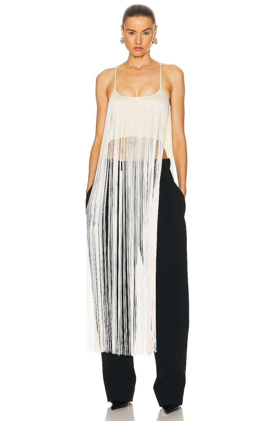 

Топ Alexander Wang Fringe Tank, слоновая кость