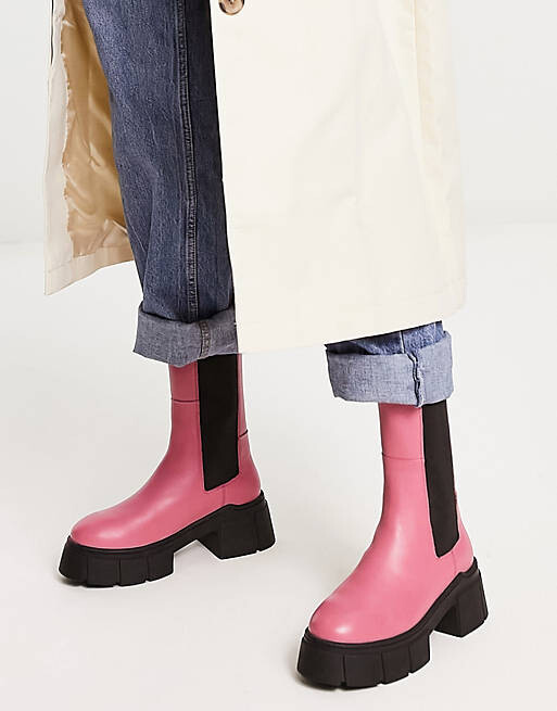 

Розовые кожаные ботинки челси премиум-класса ASOS DESIGN Adelphi, Розовый