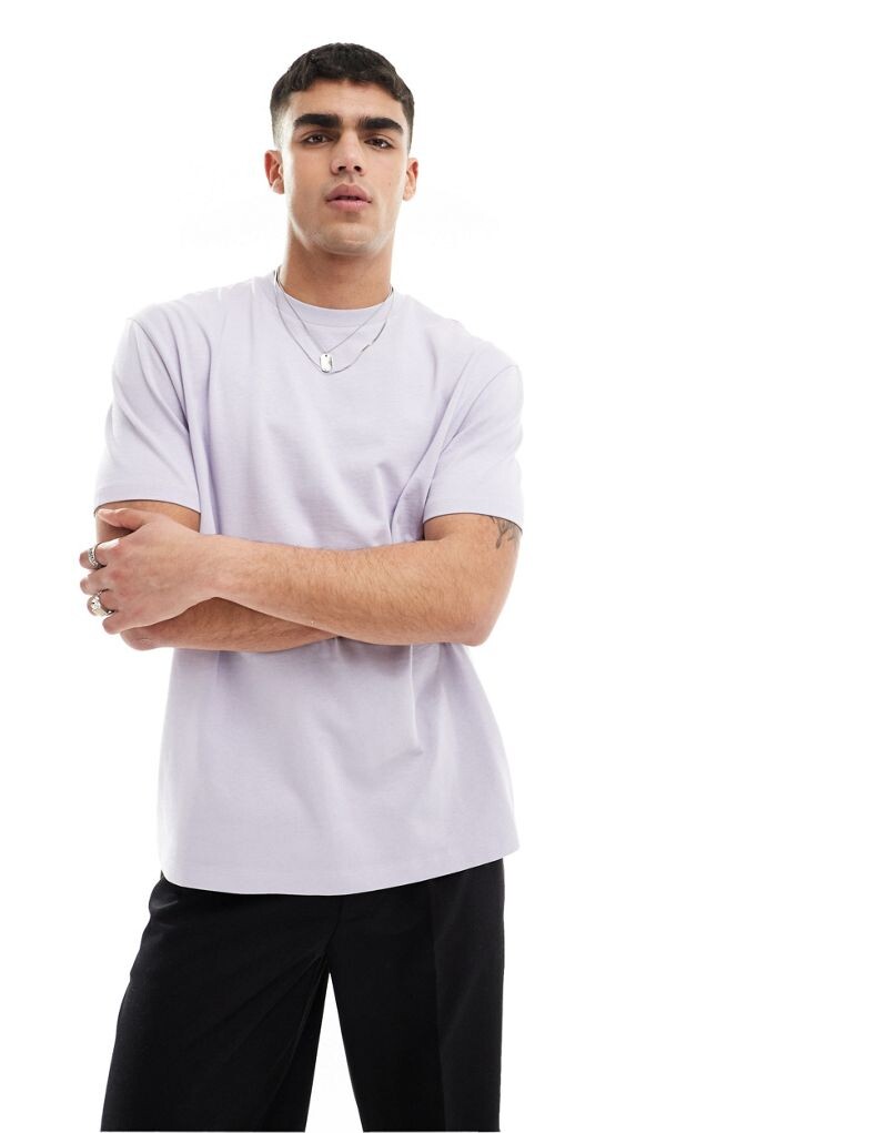 

Сиреневая плотная футболка свободного кроя ASOS DESIGN плотностью 240 г/м²
