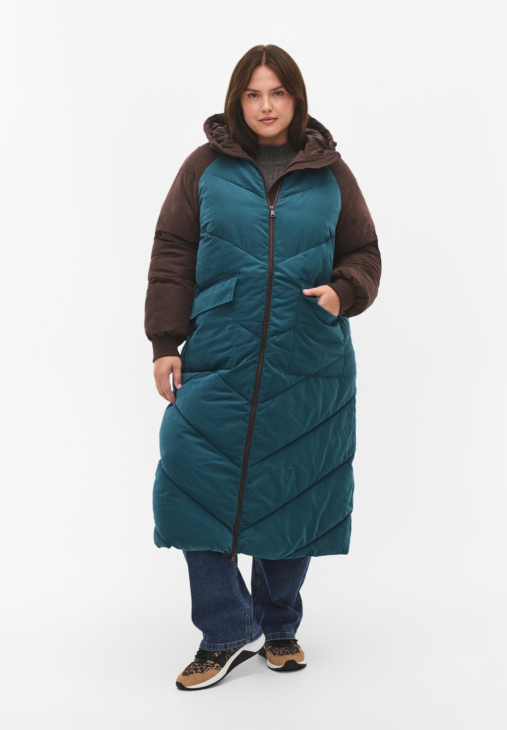 

Зимнее пальто Zizzi COLORBLOCK, цвет deep teal comb