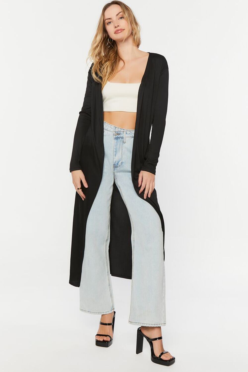 

Удлиненный кардиган с разрезом по краю Forever 21, черный