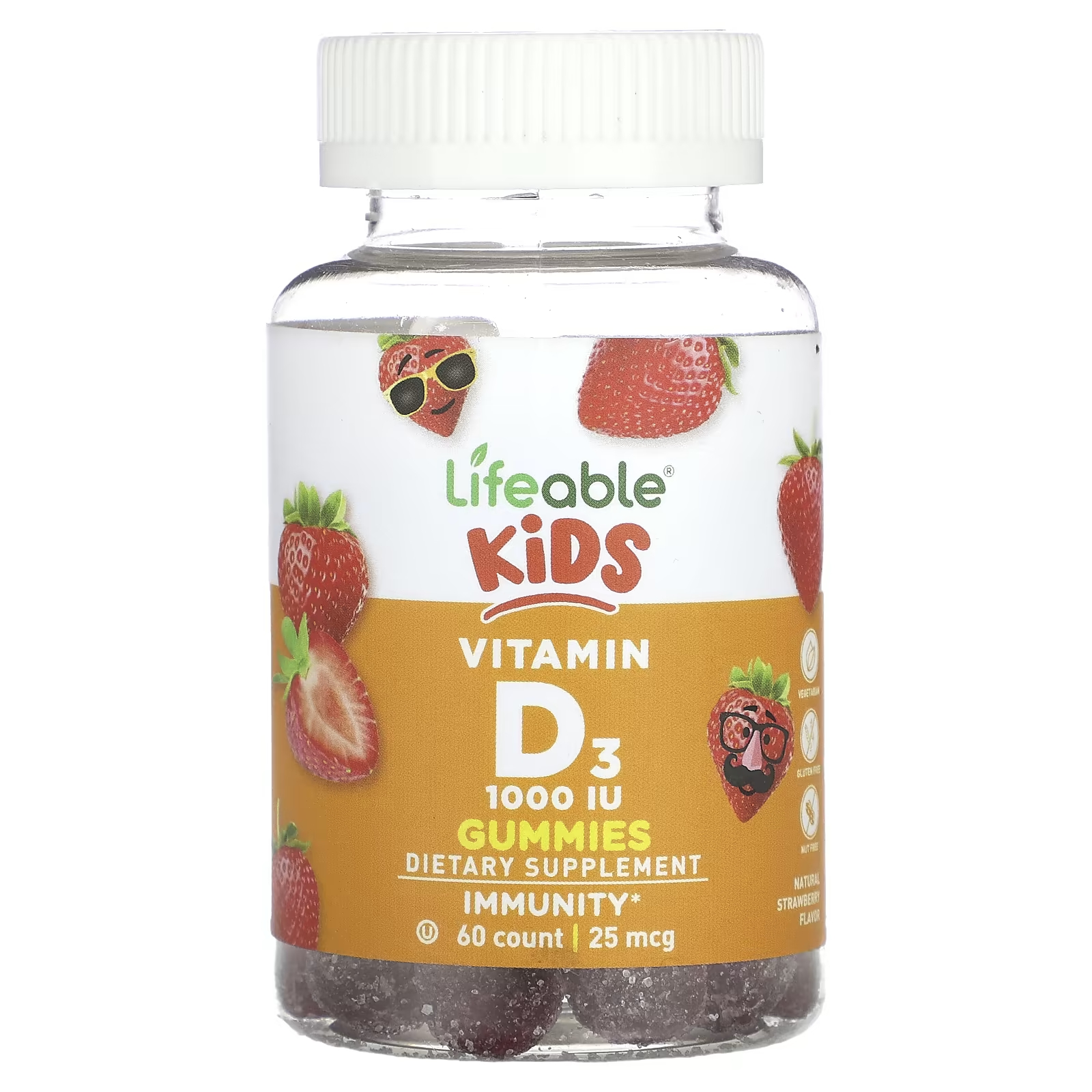 Жевательные конфеты Lifeable Kids с витамином D3, 60 жевательных таблеток lifeable жевательные мармеладки из корня маки натуральная маракуйя 60 жевательных таблеток