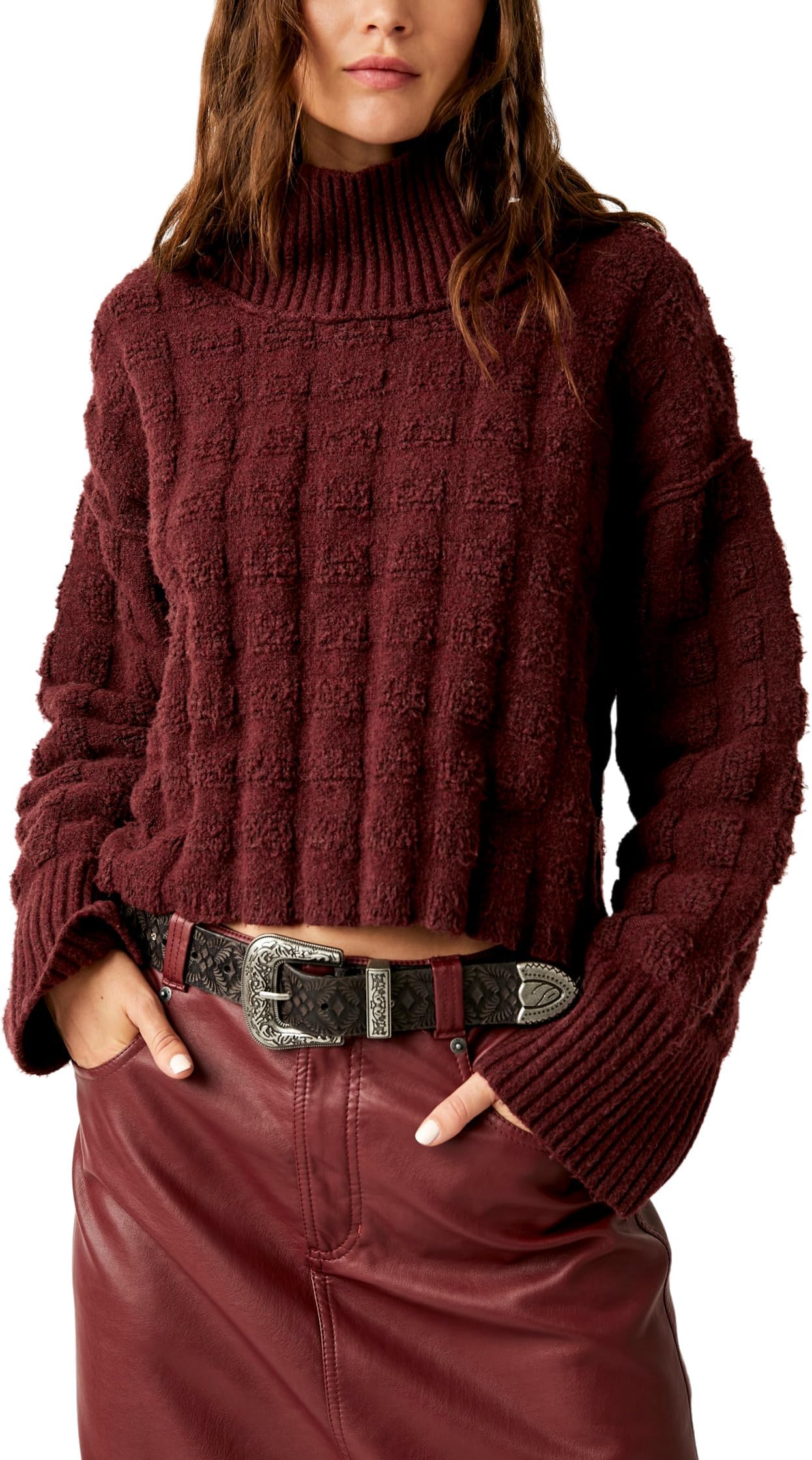 

Свитер Care Soul Searcher Moc Free People, цвет Wine Heather