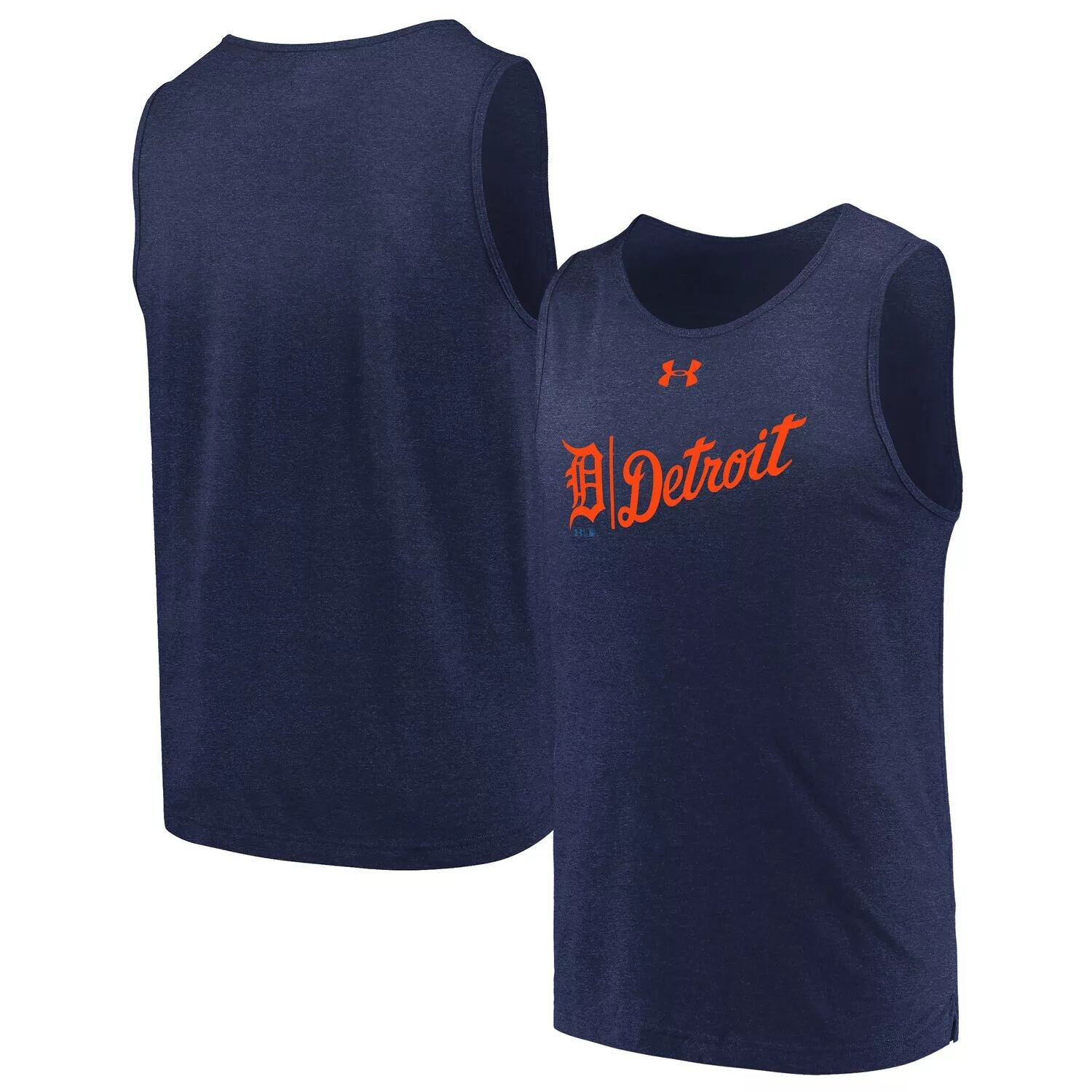 

Мужская темно-синяя майка с логотипом Under Armour из три-смеси Detroit Tigers с двойным логотипом