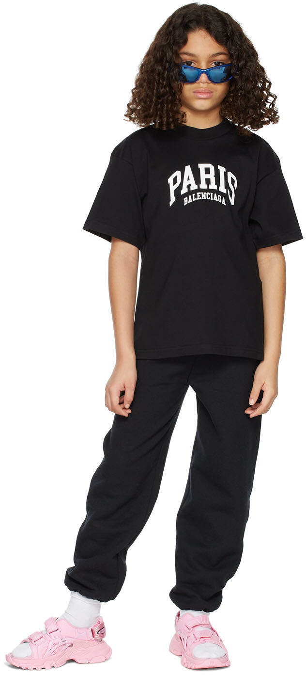 

Balenciaga Kids Детская черная футболка Cities Paris