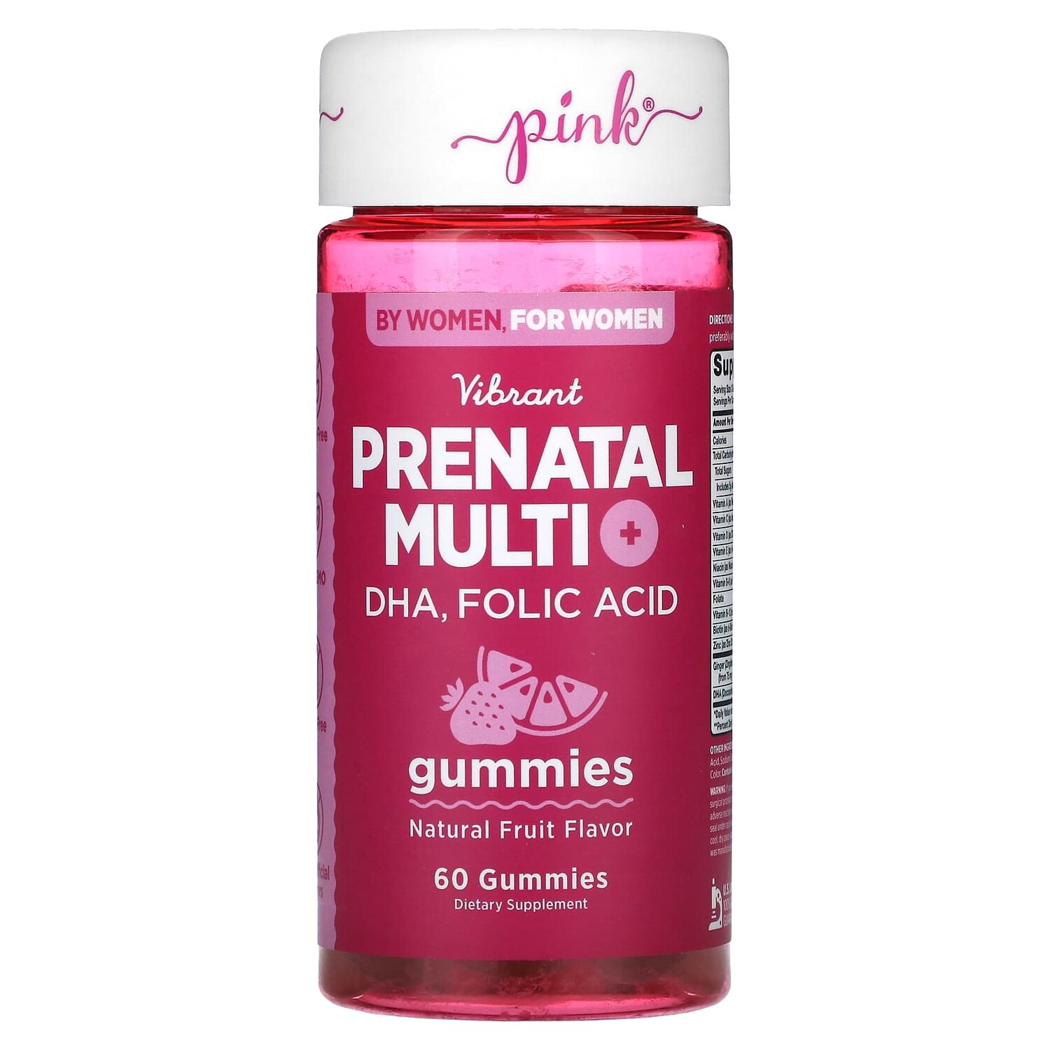 

Vibrant Prenatal Multi + DHA, фолиевая кислота, натуральные фрукты, 60 жевательных таблеток, Pink