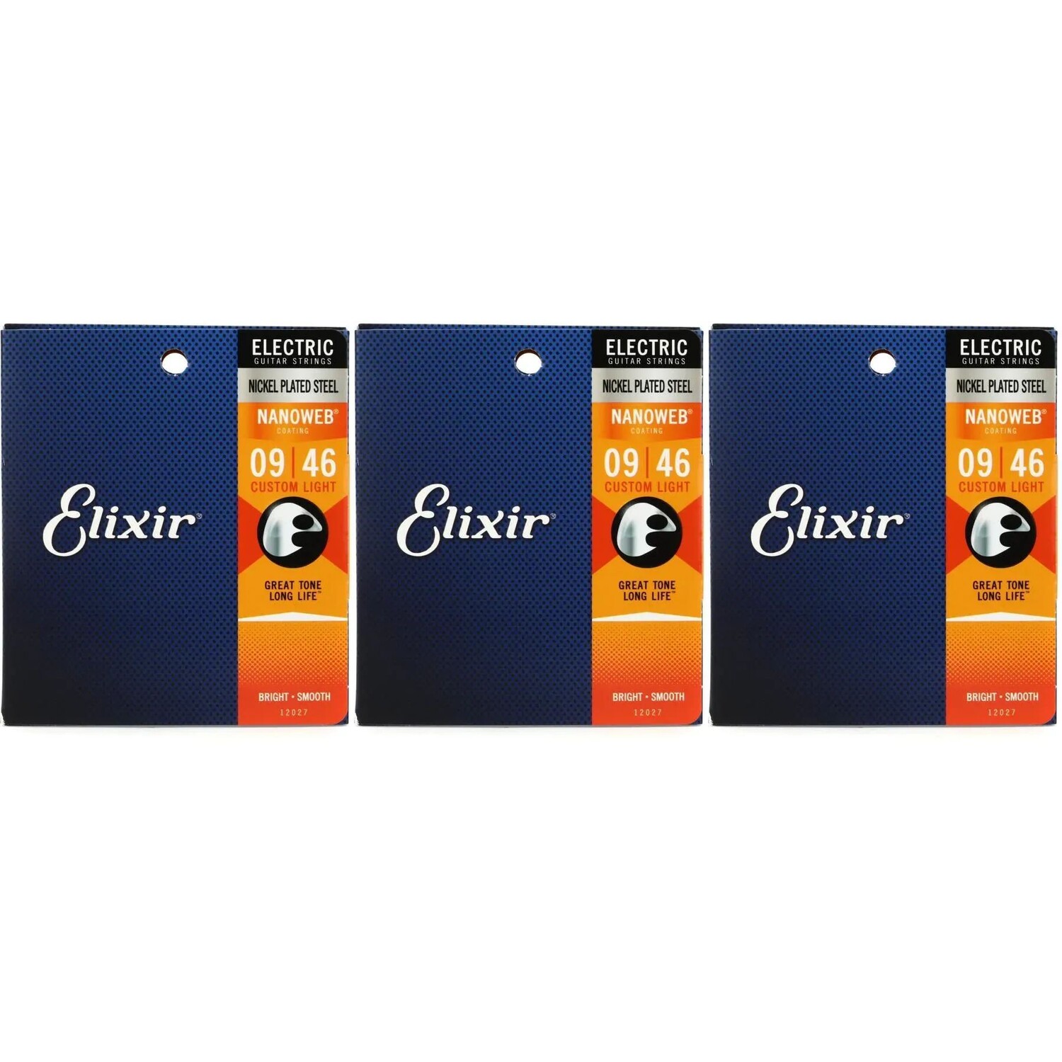 

Струны для электрогитары Elixir Strings 12027 Nanoweb — .009-.046 Custom Light (3 шт.)