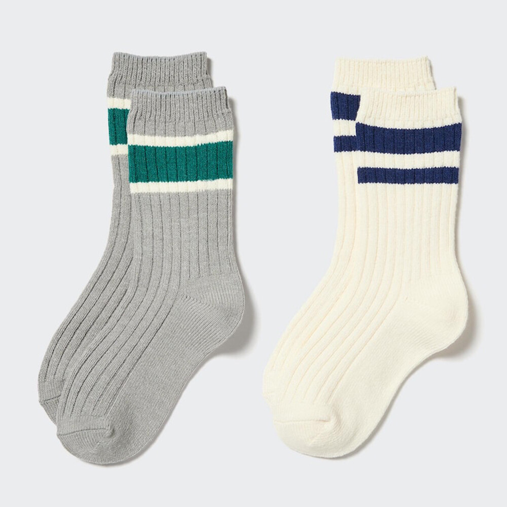 

Носки Uniqlo Children's Clothing Heattech Socks осенне-зимниt теплых с контрастным принтом 2 пары, серый