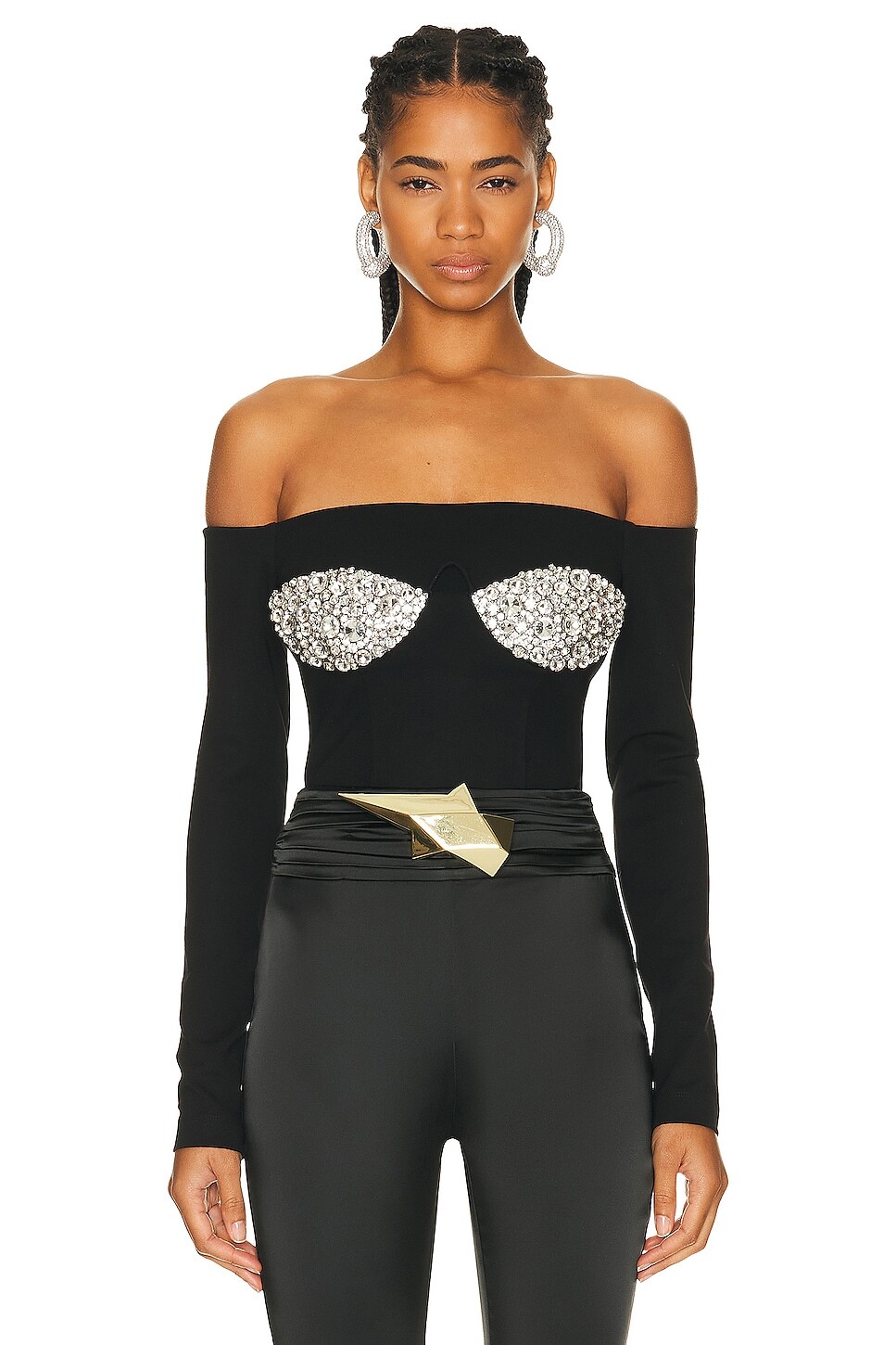 

Топ Area Off Shoulder Crystal Cup Bustier, черный