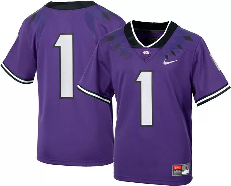 

Футбольная майка Nike Youth TCU Horned Frogs #1 фиолетового цвета