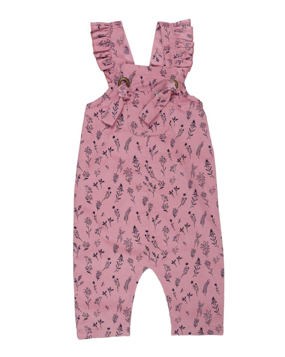 Розовые вельветовые комбинезоны с цветочным принтом Lilly + Sid, розовый милое боди для маленьких девочек костюм для малышей детские комбинезоны с принтом детская одежда летние хлопковые комбинезоны для малень