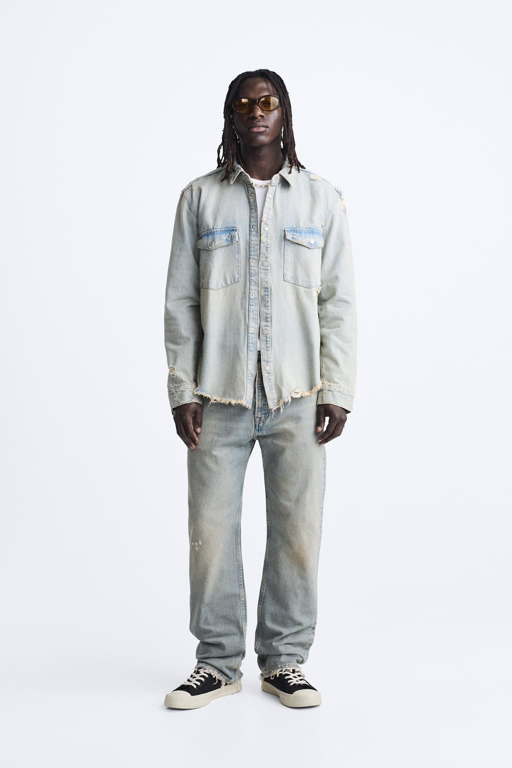 

Перекрашенная джинсовая рубашка ZARA, синий