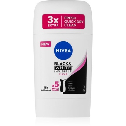 

Nivea Black & White Invisible Clear твердый антиперспирант 50 мл