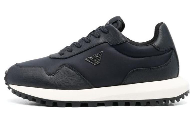 

Кроссовки EMPORIO ARMANI Logo-appliqué Panelled Sneakers, синий