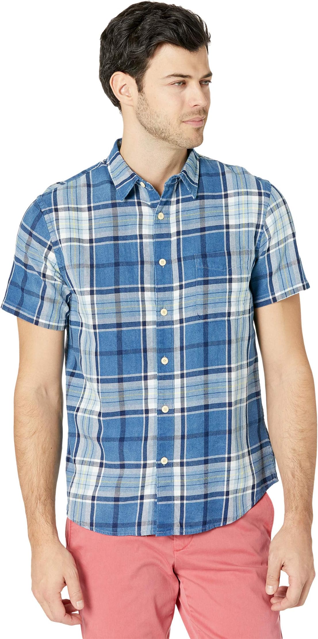 Рубашка в клетку San Gabriel с коротким рукавом Lucky Brand, цвет Blue Plaid