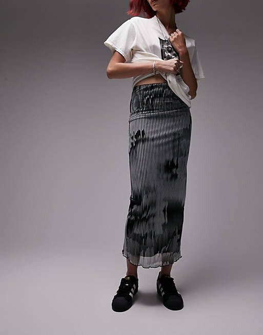 

Однотонная юбка миди из сетки с фотографическим разрезом Topshop Tall