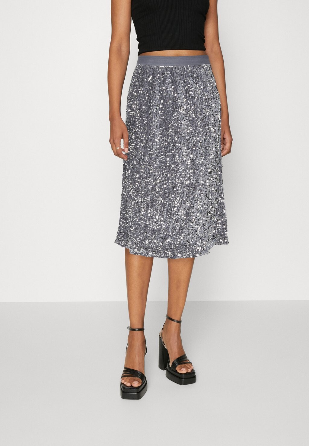 

Топ VILA ЮБКА VISASSA MIDI SEQUINS, цвет silver colour