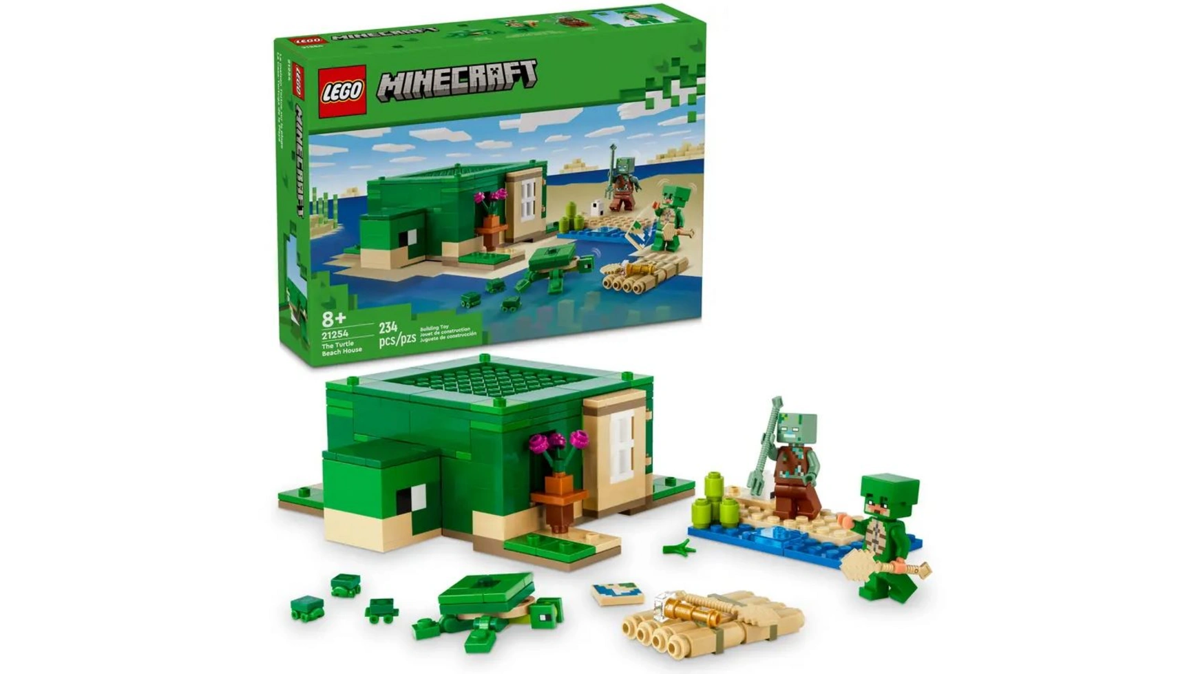 Lego Minecraft Черепаховый пляжный домик, игрушечный домик с животными lego minecraft the crafting box 40 башни 2 в 1 на реке и кошачий домик