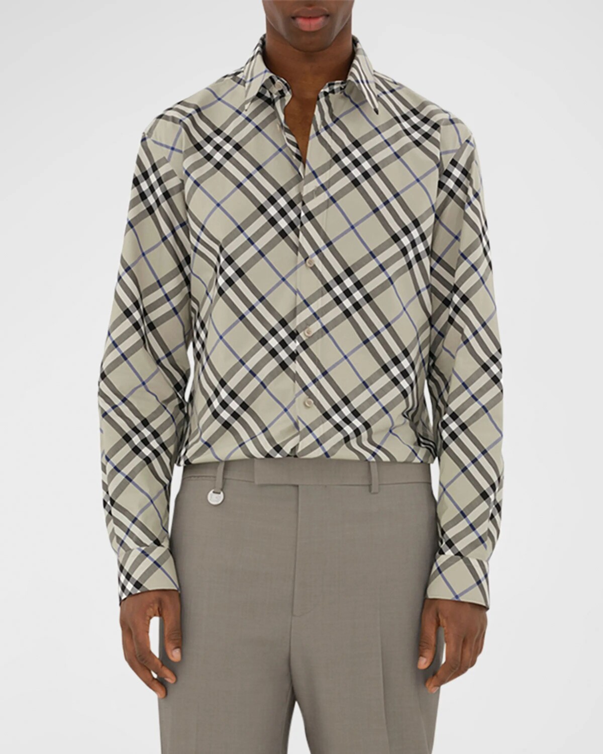 

Мужская спортивная рубашка в клетку Burberry, цвет Lichen Ip Check