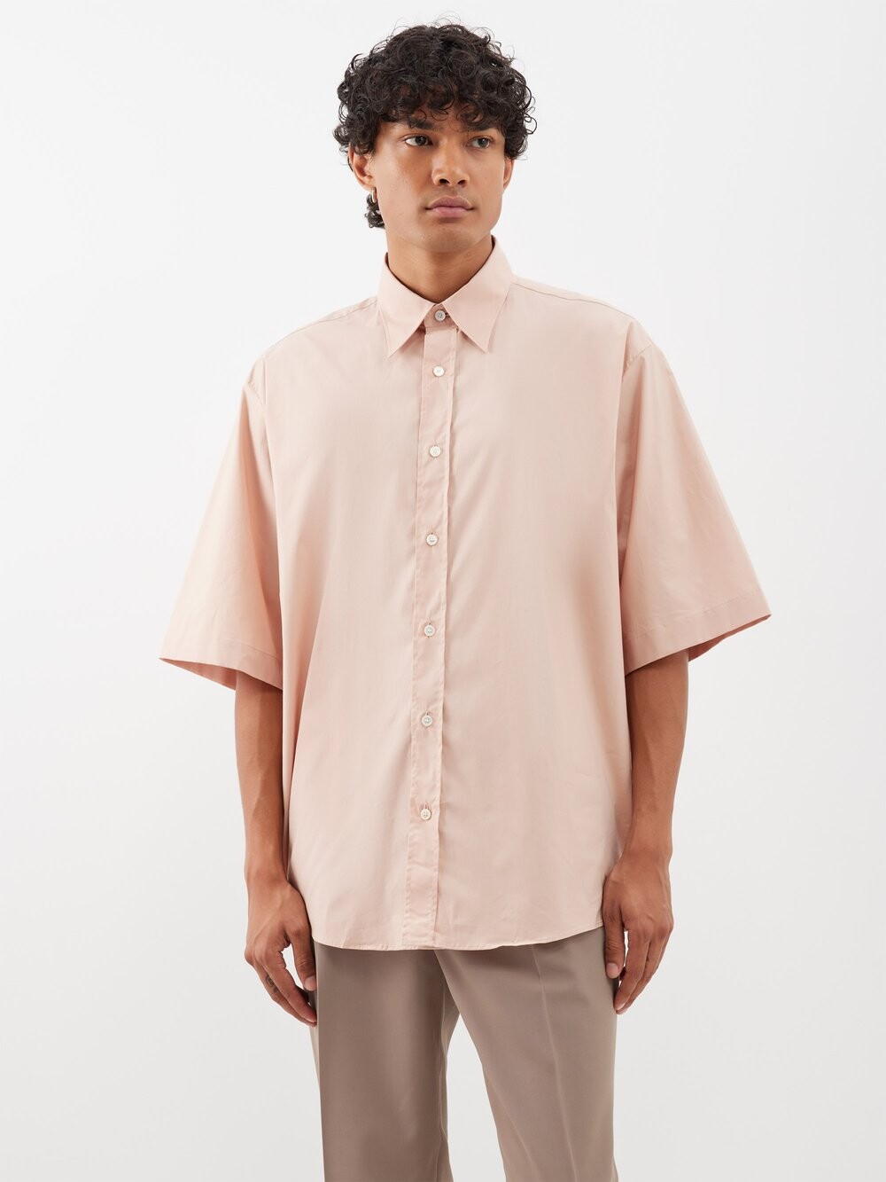 

Рубашка sandrok из поплина оверсайз из смесового хлопка Acne Studios, розовый