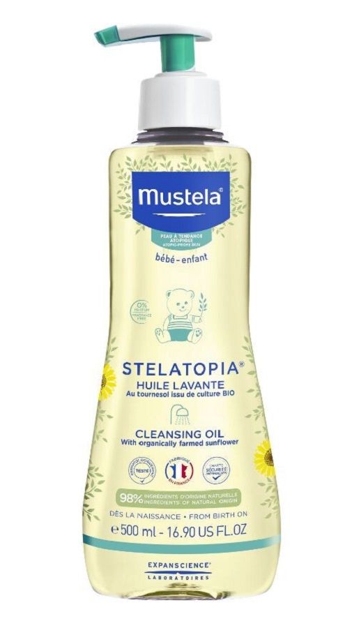 Mustela Bebe Stelatopia моющее масло для детей, 500 ml mustela stelatopia skin barrier renewal расслабляющий крем 150 мл