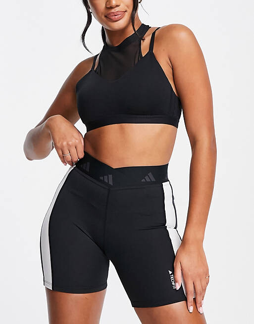 

Черно-белые шорты-леггинсы с завышенной талией adidas Training Techfit