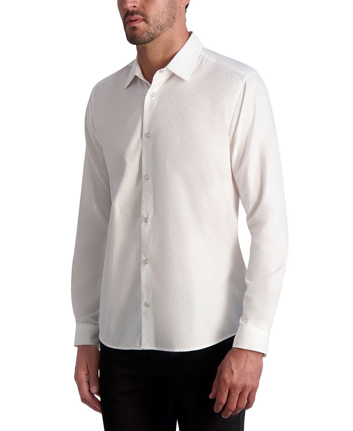 Мужская рубашка приталенного кроя в тон в горошек KARL LAGERFELD PARIS, белый форинская сумка karl lagerfeld paris цвет black white