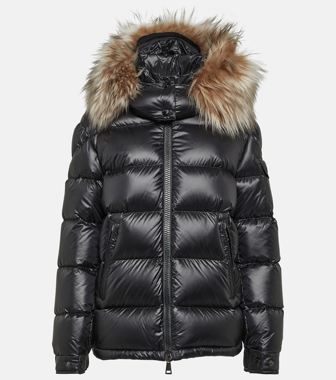 Пуховик mairefur с отделкой из овчины Moncler, черный