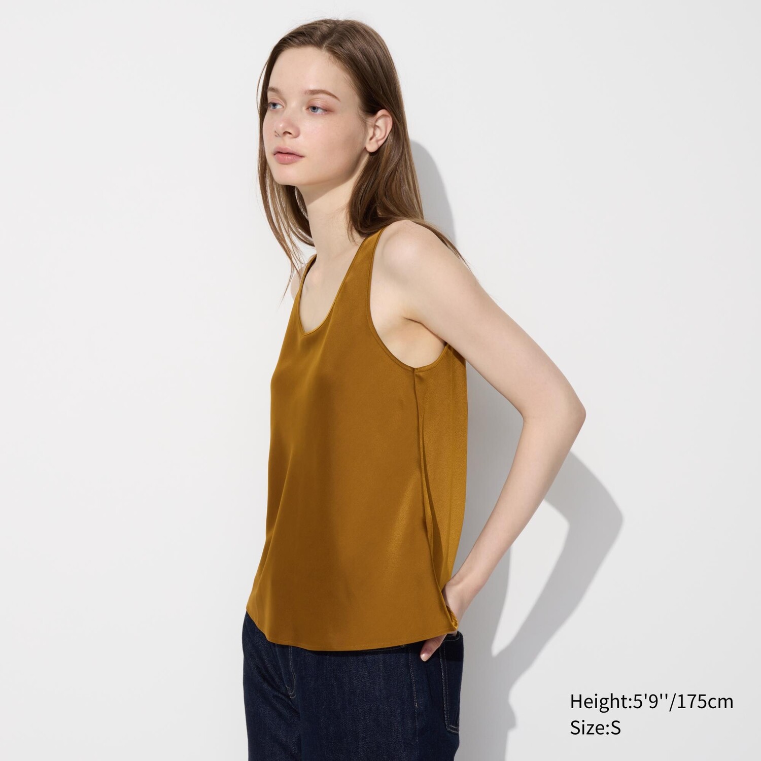 

Атласная блузка без рукавов UNIQLO, коричневый