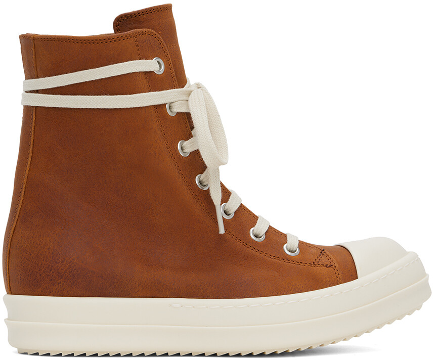 

Оранжевые восковые кроссовки Rick Owens, цвет Clay/Milk/Milk