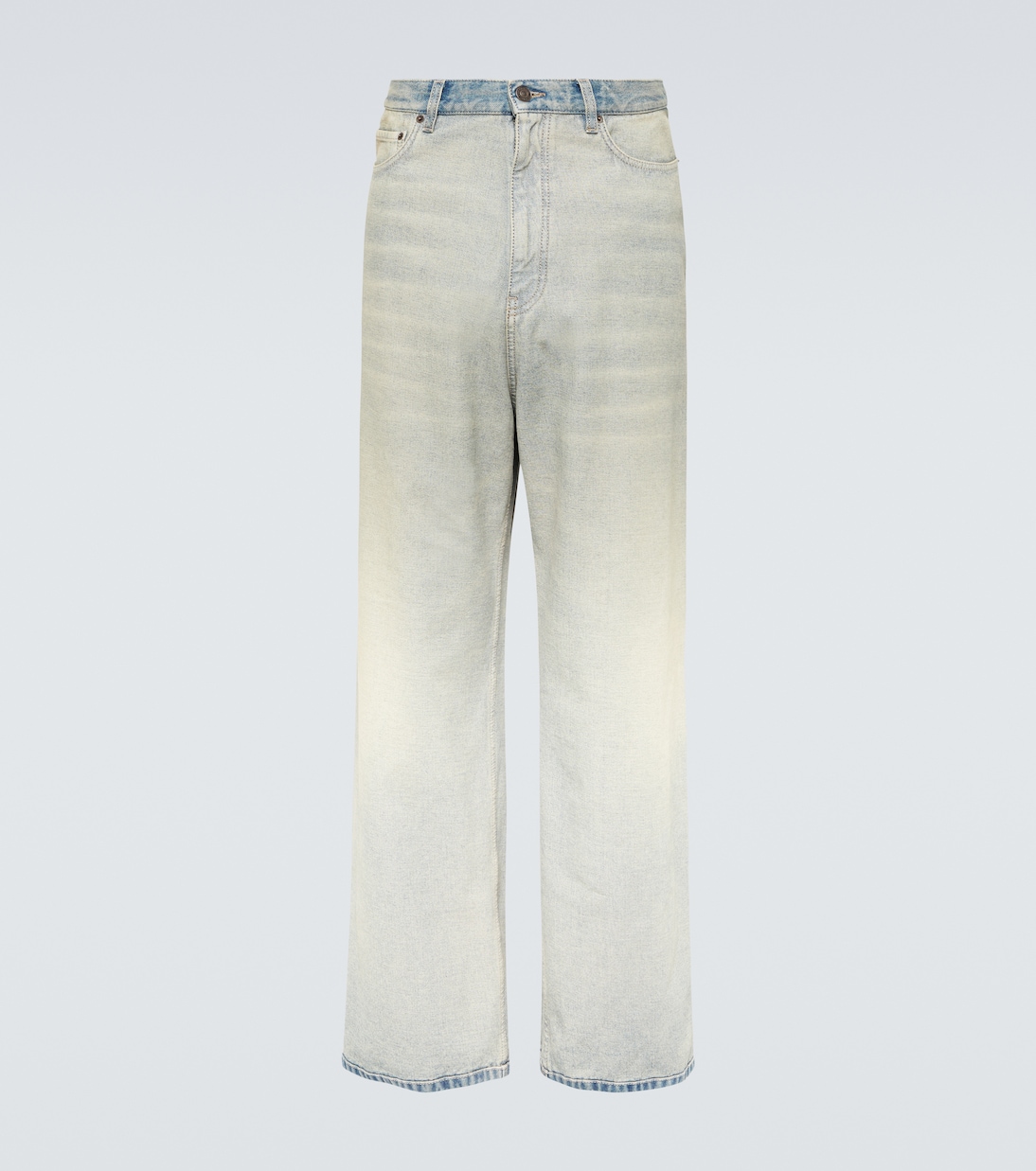 Широкие джинсы со средней посадкой Balenciaga, синий широкие джинсы со средней посадкой синий