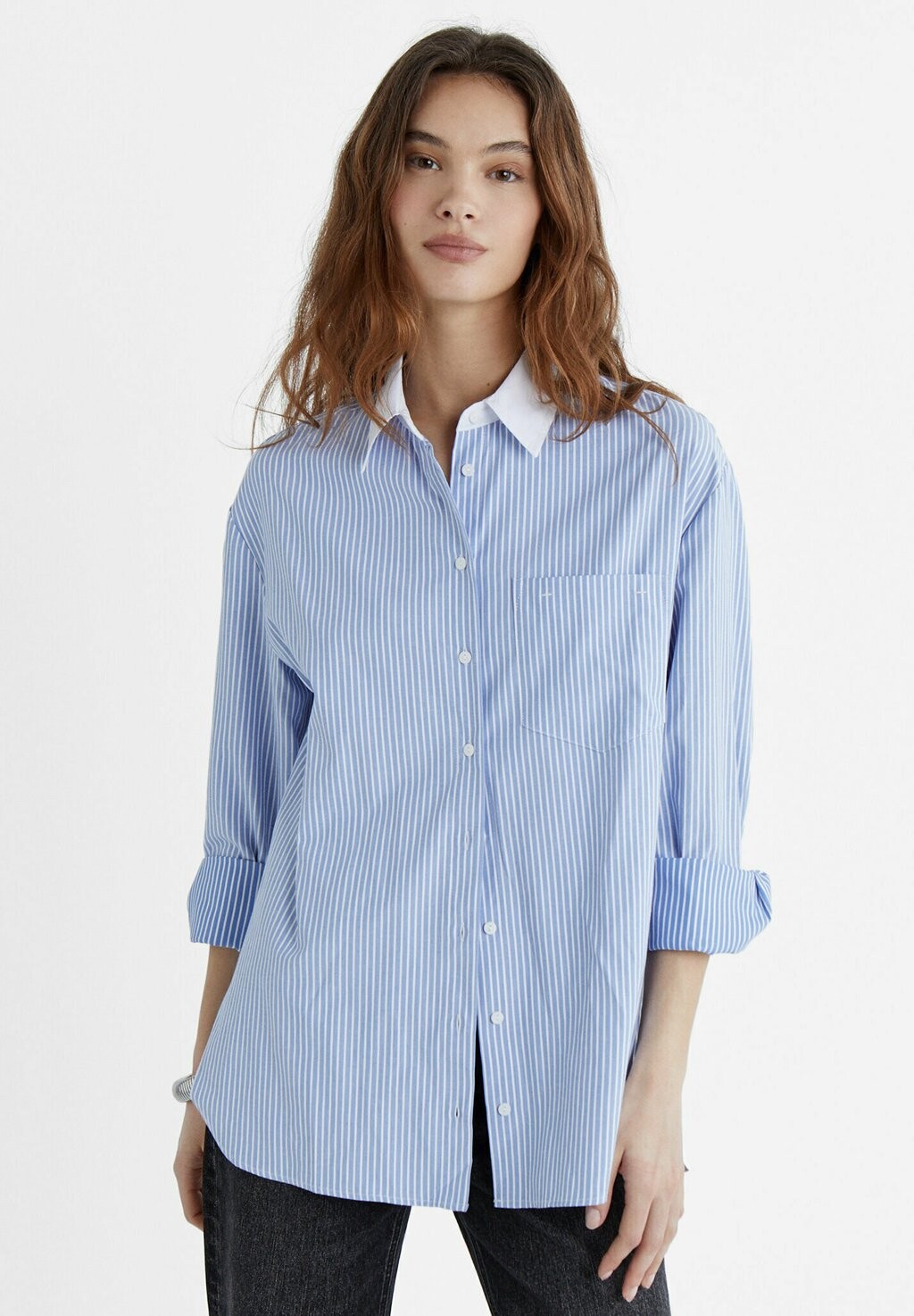 

Блузка-рубашка Stradivarius, цвет light blue
