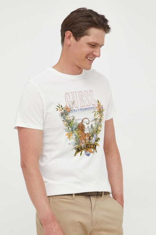 

Футболка из хлопка Guess, бежевый